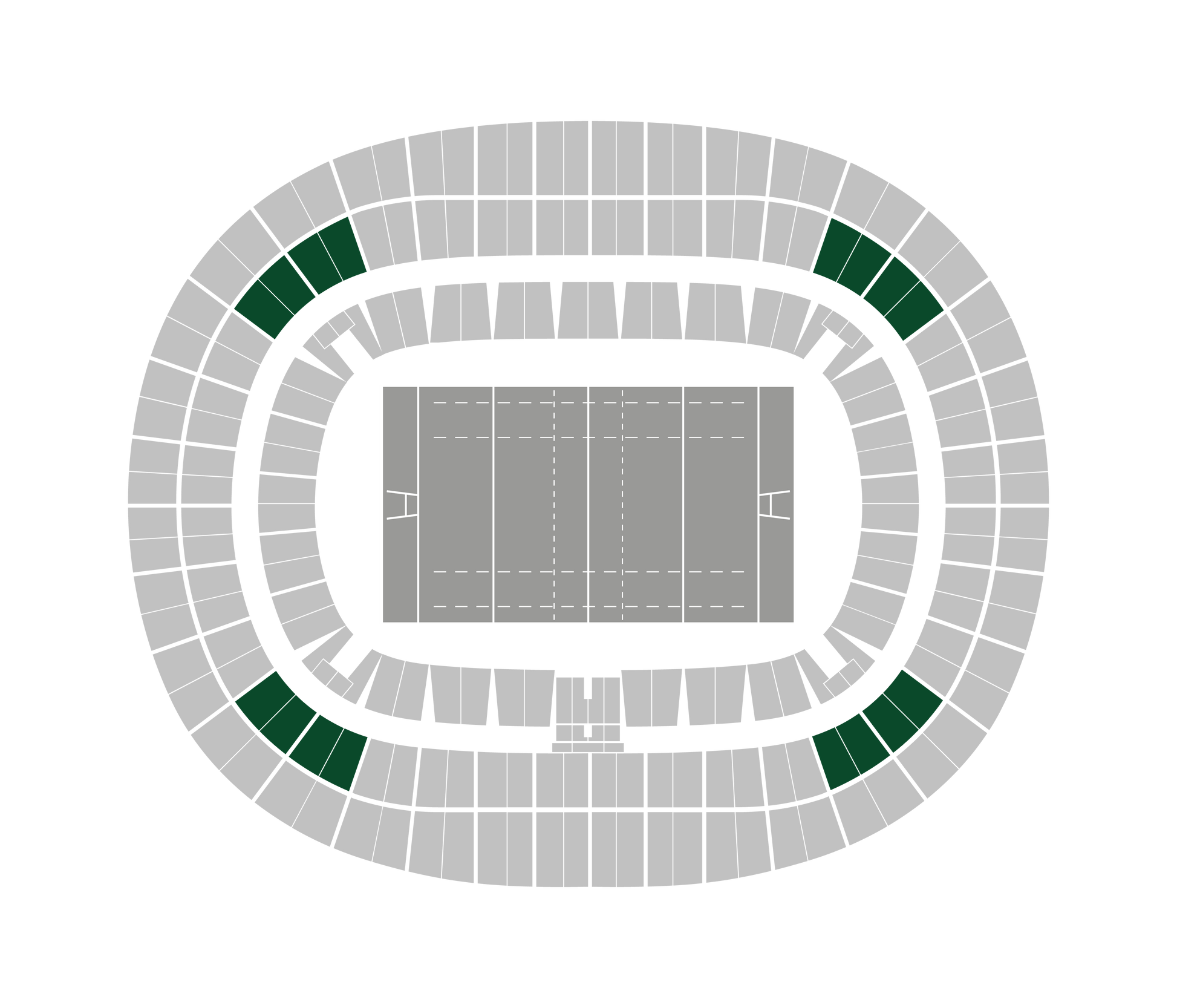 Seating map of the middle corner sections at Stade de France