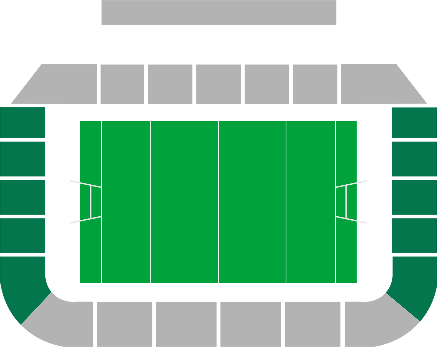 Seating map of the shortside section at Stade Ernest-Wallon