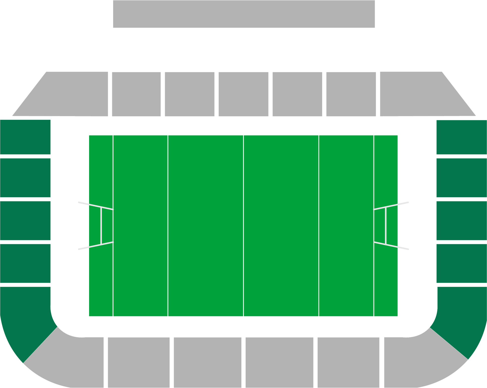Seating map of the shortside section at Stade Ernest-Wallon