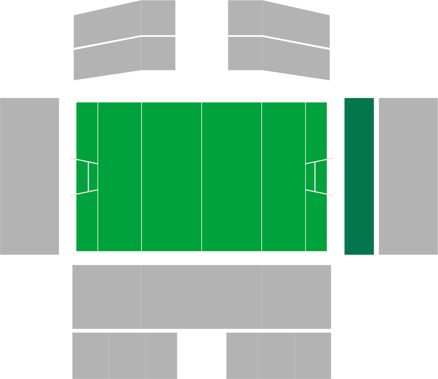 Standing area map of the shortside section at Stade Rochelais