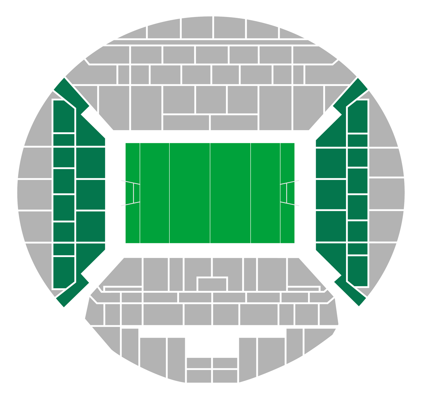 Seating map of the shortside lower section at Stade Vélodrome Marseille