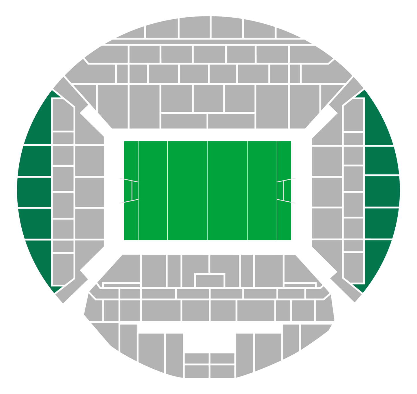 Seating map of the shortside upper section at Stade Vélodrome Marseille
